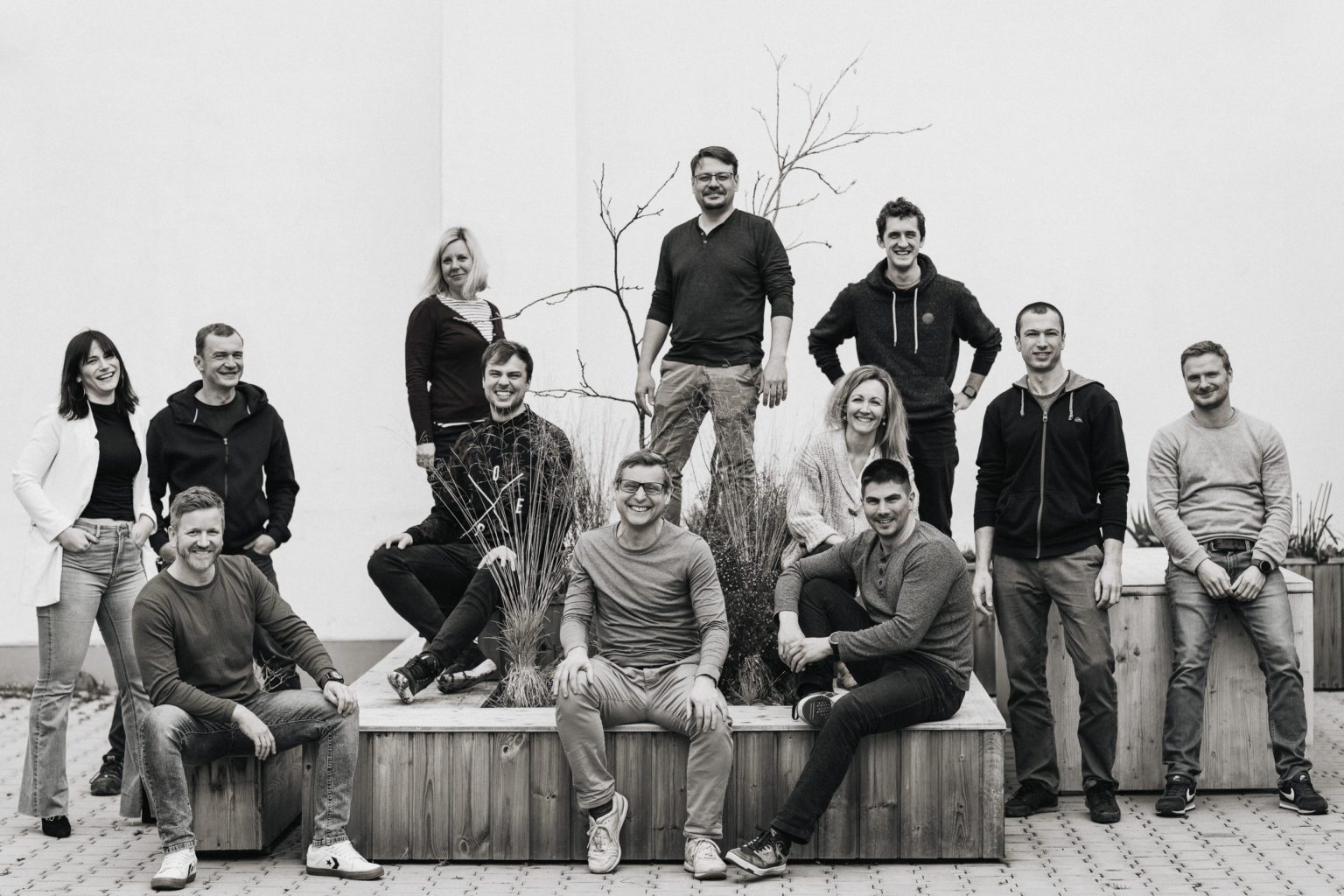 Zaměstnanci a vedení 3AE na firemním portrétu.